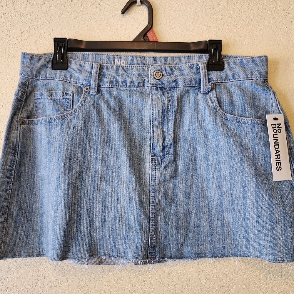 No Boundaries Light Blue Denim Mini Skirt